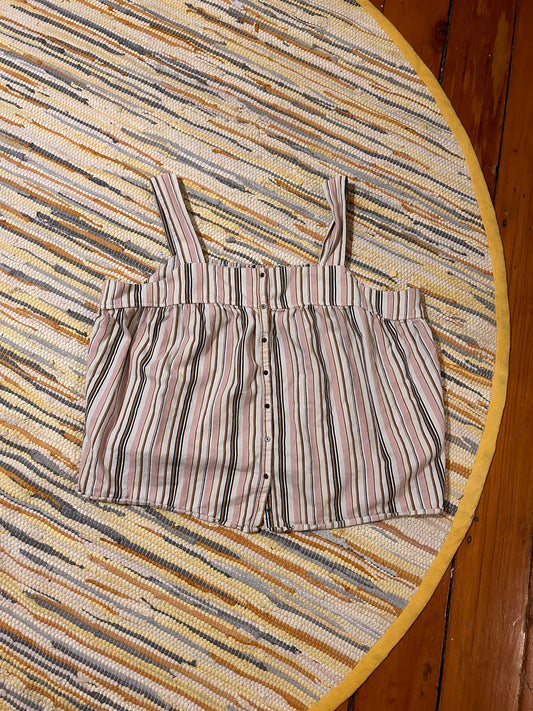 Old navy Xxl pink & grey striped button up blouse