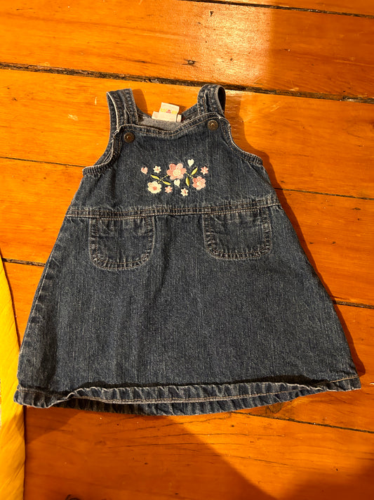 Vintage Nevada 12m denim embroidered floral dress