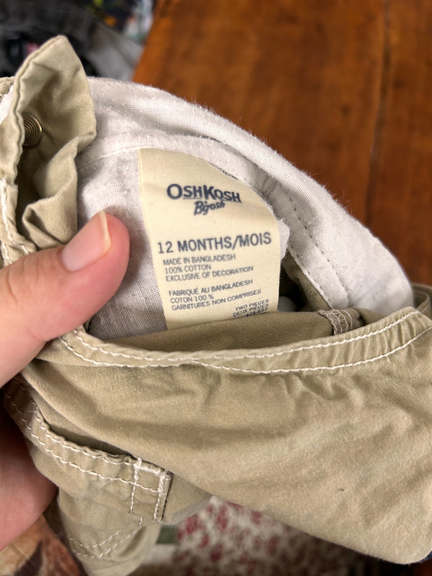 Oshkosh 12m tan short overalls