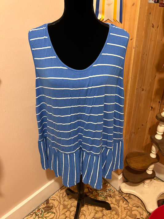 Ava & Viv 3x blue & white striped blouse