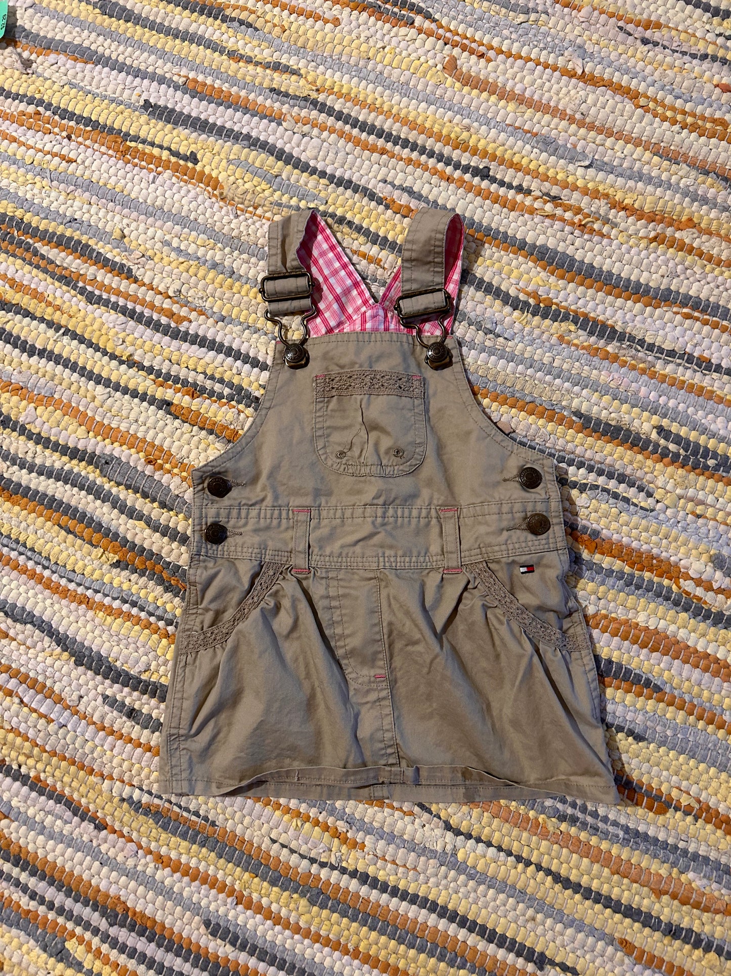 Tommy Hilfiger 6/12m tan skirted overalls