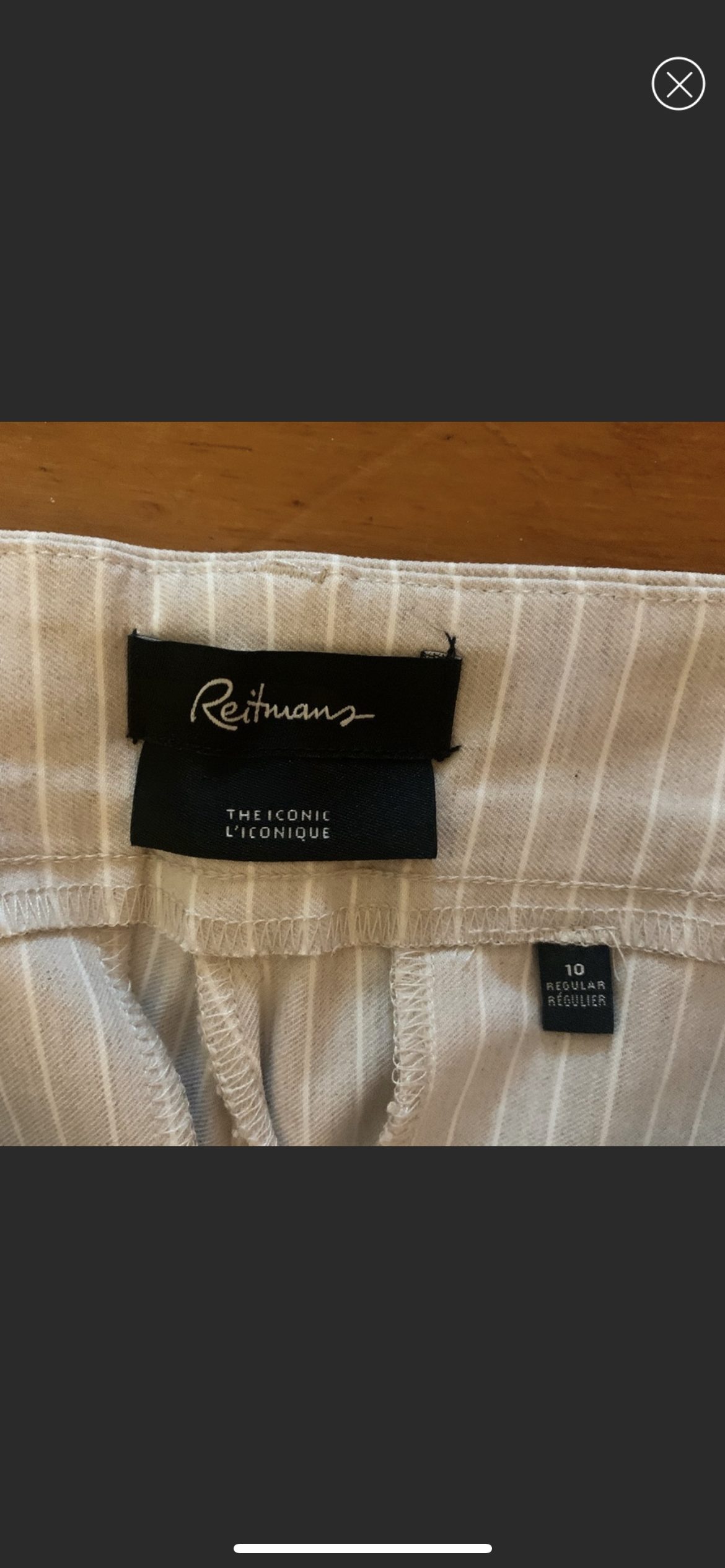 Reitmans tan & white stripped “the iconic” cropped pant