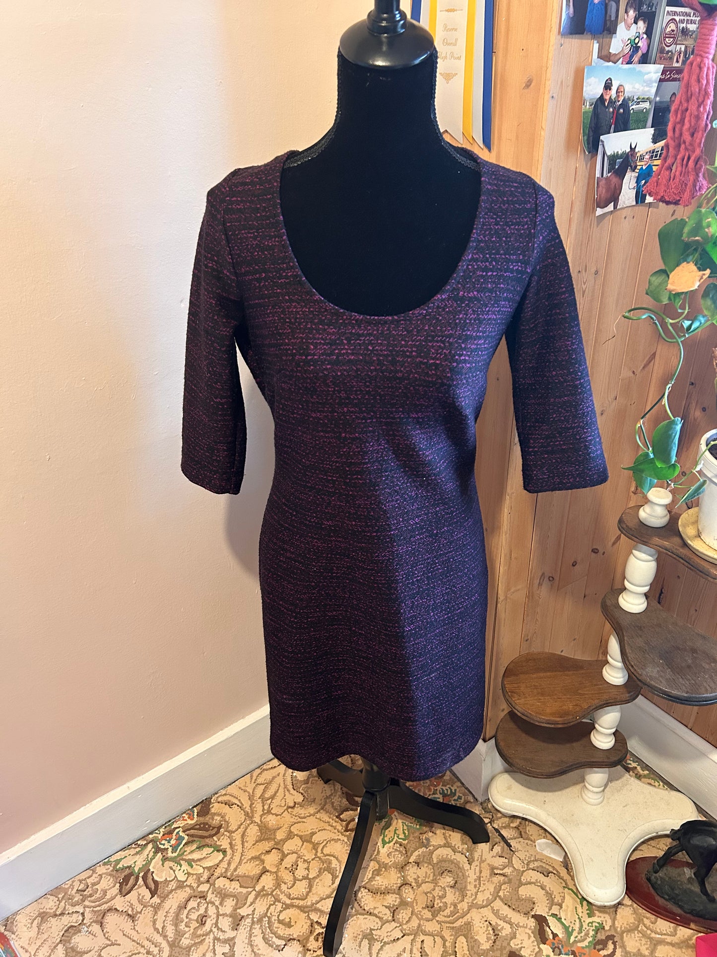 Le château dark purple round neck backless dress